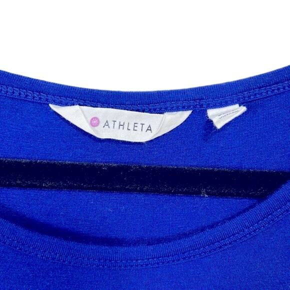 Athleta Solstice Short Sleeve Ruched Tee Dress Size Small Cobalt Blue - Picture 4 of 7